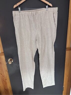 H&M Light Beige Linen-Blend Chinos